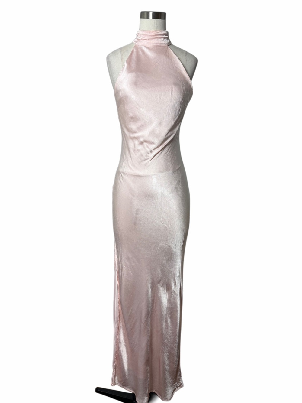 MESHKI Light Blush Midi Satin Dress